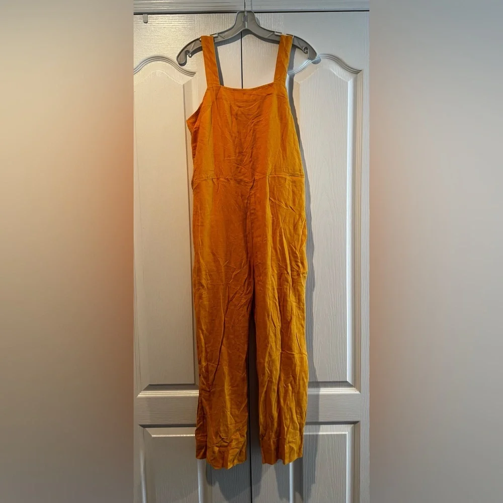 Everlane Orange Square Neck Linen Jumpsuit - Size 2